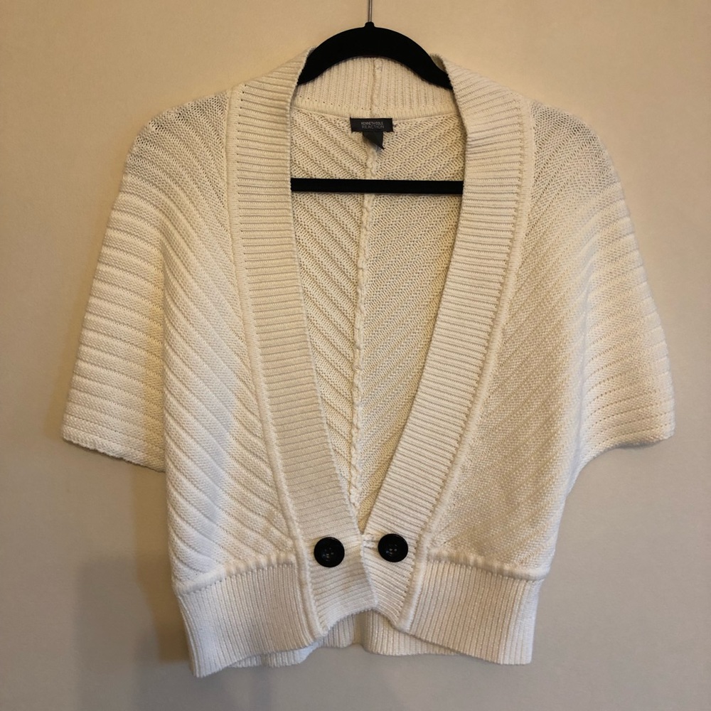 Kenneth Cole Reaction knit cream shrug medium